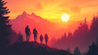 © Star - group of climbers at sunset