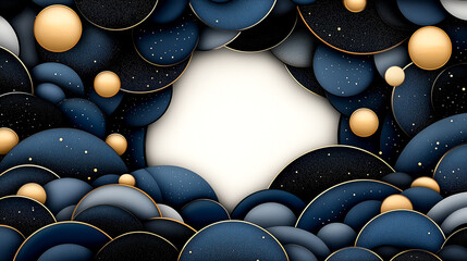 Wall Mural - A blue and gold background with a white circle in the middle