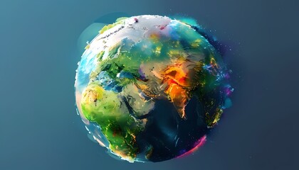 Poster - abstract business concept visualization global perspective digital artwork vibrant environment futur