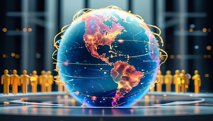 Poster - Global business connectivity abstract business concepts illustrated through a digital globe corporate environment futuristic viewpoint