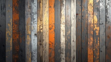 Poster - Rustic multicolored weathered wood plank wall texture.