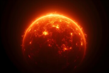 Canvas Print - burning sun in dark background.