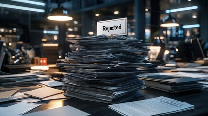 Poster - A stack of paperwork with a prominent 