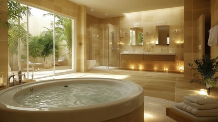 Poster - A luxurious bathroom with an oversized jacuzzi