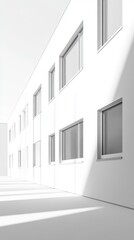 Canvas Print - Modern Minimalist Architecture Facade with Clean Lines and Geometric Windows