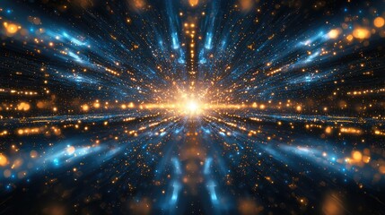 Poster - Starry abstract background idea. Abstract explosion of light and energy, representing speed and innovation in technology.