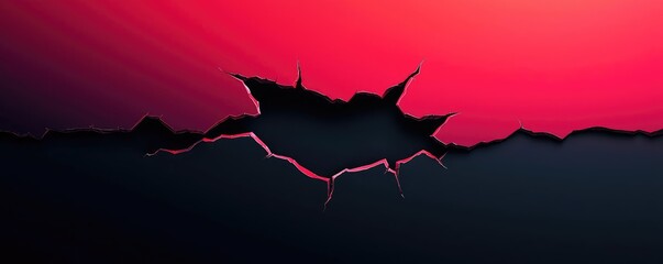 Poster - Torn abstract background concept. A striking abstract design featuring a crack against a vibrant red background.