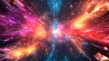 an abstract illustration of space travel and hyper jumps in 3d.