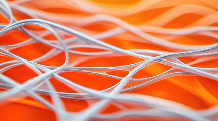 Poster - Noise abstract background idea. Abstract image of white lines flowing over an orange background, creating depth and texture.