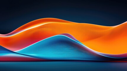 Poster - Noise abstract background idea. Abstract digital art showcasing vibrant waves in blue and orange tones.