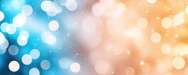 Poster - Starry abstract background idea. Colorful bokeh background showcasing blue and orange hues with soft glowing lights.