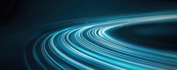 Poster - Starry abstract background idea. Futuristic abstract light trails in blue, representing speed and innovation.
