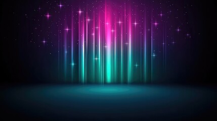 Poster - Starry abstract background idea. Vibrant abstract background with colorful light beams and stars for artistic designs.