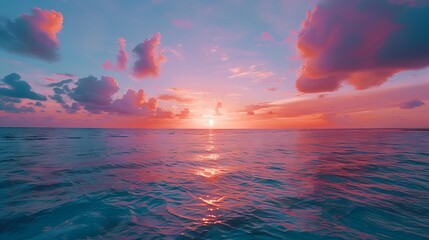 Wall Mural - mesmerizing golden sky reflecting across vibrant turquoise waters in the maldives, creating a serene