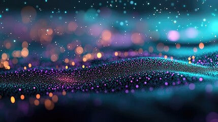 Aufkleber - Starry abstract background idea. Vibrant cosmic waves of color with shimmering particles in an abstract background.