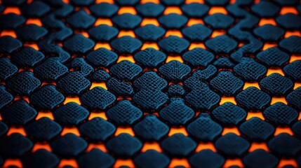 Aufkleber - Noise abstract background idea. Abstract close-up of a hexagonal pattern with vibrant orange and dark blue colors.
