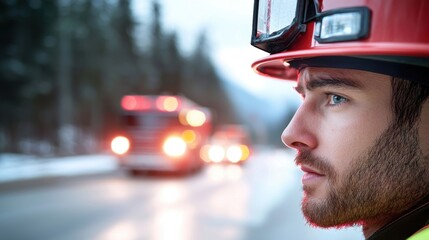 Poster - emergency responders working at the scene of a highway accident, highlighting the importance of swif
