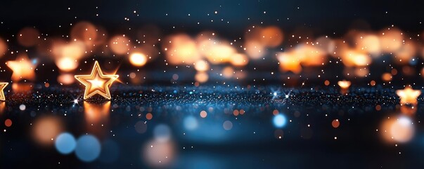 Poster - Starry abstract background idea. Sparkling star lights create a dreamy and enchanting atmosphere in the night.