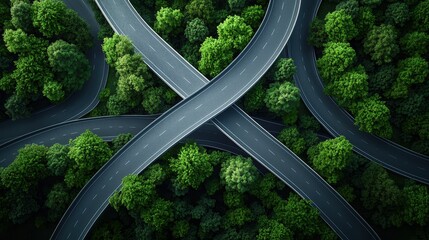 Poster - a series of overpasses and ramps connecting different highways, creating a visually striking tapestr