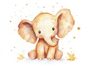 Wall Mural - cute baby elephant isolated on white background. 