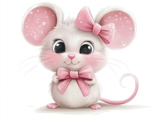 Wall Mural - cute baby mouse isolated on white background. 