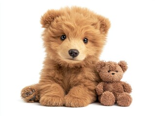 cute bear cub isolated on white background.