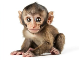 Wall Mural - cute monkey baby isolated on white background.