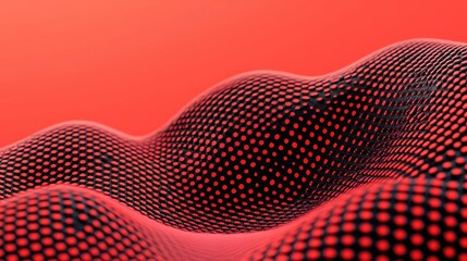 Poster - Noise abstract background idea. Abstract red background with dotted wave patterns creating a dynamic visual effect.
