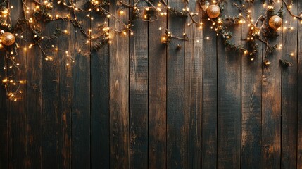 Poster - A rustic wooden texture with golden accents and festive sparkles for a warm and traditional New Year vibe.