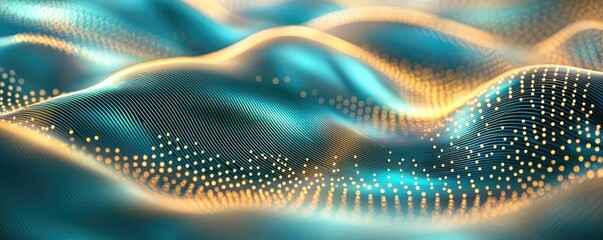 Poster - Noise abstract background idea. Abstract digital wave pattern with vibrant colors and glowing particles.