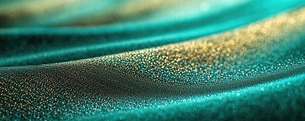 Poster - Noise abstract background idea. Close-up view of shimmering fabric in teal with light reflections and smooth textures.