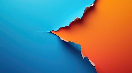 Poster - Torn abstract background concept. Colorful torn paper design with blue and orange background, perfect for creative projects.