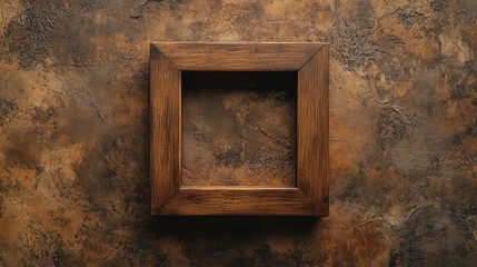 Poster - A square wooden frame placed on a soft, textured linen background. The earthy, natural aesthetic is ideal for branding or creative projects.