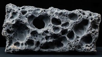 Poster - A textured black surface resembling volcanic rock with natural imperfections and rich details.
