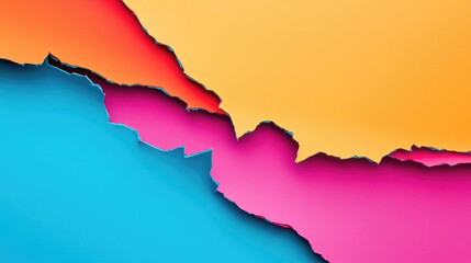Poster - Torn abstract background concept. Vibrant colored paper layers create a dynamic and artistic background design.