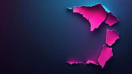 Poster - Torn abstract background concept. Vibrant abstract background featuring a fragmented map in pink and blue hues.