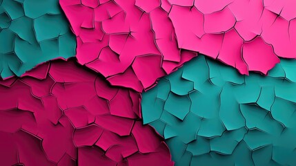 Poster - Torn abstract background concept. Colorful abstract texture with peeling layers in vibrant pink and teal shades.