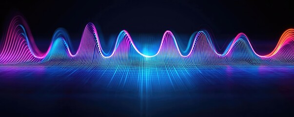 Poster - Noise abstract background idea. Vibrant sound wave visualization with abstract color patterns and glowing effects.