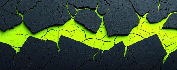 Poster - Torn abstract background concept. Cracked surface revealing vibrant green underneath, symbolizing environmental issues.