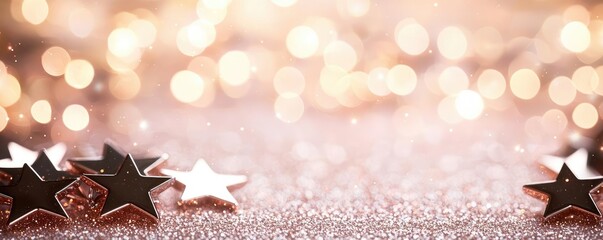 Aufkleber - Starry abstract background idea. A serene background of soft sparkling lights and decorative stars for festive themes.