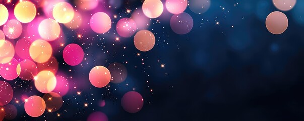 Aufkleber - Starry abstract background idea. Colorful bokeh lights on a dark background, creating a dreamy and festive atmosphere.