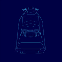 Poster - Blue drawing of a jet ski. The jet ski is shown in a blue outline