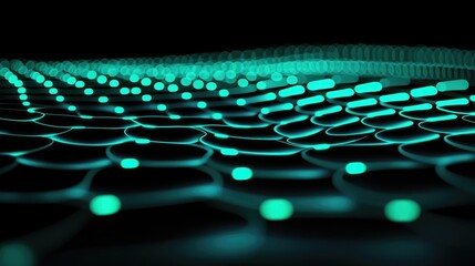 Poster - Noise abstract background idea. Abstract digital pattern with glowing teal dots and interconnected shapes in dark background.