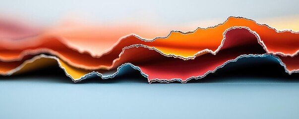 Poster - Torn abstract background concept. Colorful paper layers create a vibrant abstract landscape with texture and depth.