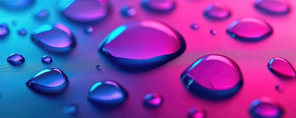 Poster - Droplets abstract background idea. Colorful water droplets on a vibrant surface reflecting bright hues.