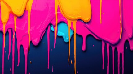 Poster - Graffiti abstract background concept. Vibrant paint drips in neon colors creating an artistic and colorful abstract background.