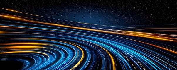 Poster - Starry abstract background idea. Vibrant abstract background featuring flowing lines of blue and gold light.