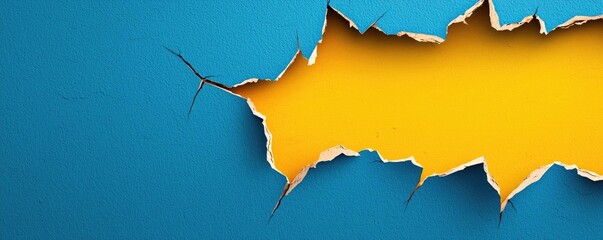 Poster - Torn abstract background concept. A vibrant torn paper effect revealing a bright background, perfect for creativity.