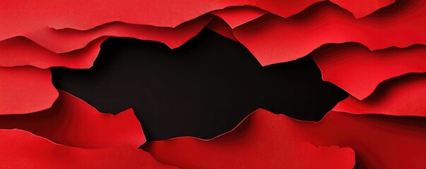 Poster - Torn abstract background concept. Abstract red paper cutout with a dark center, perfect for modern design and backgrounds.