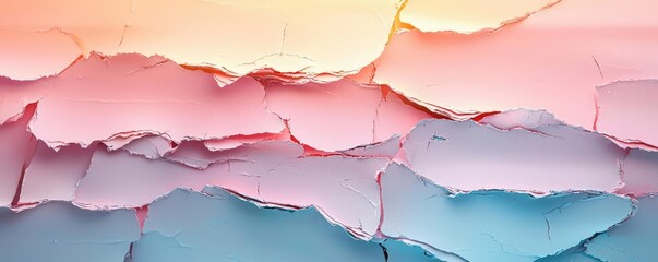 Poster - Torn abstract background concept. Vibrant layers of peeling paint create an abstract texture in soft pastel colors.